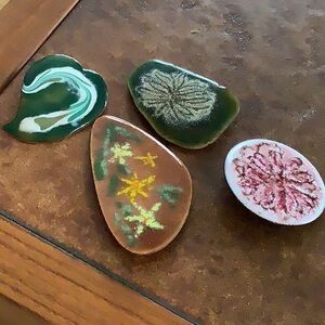 Four enamel on copper brooches lot